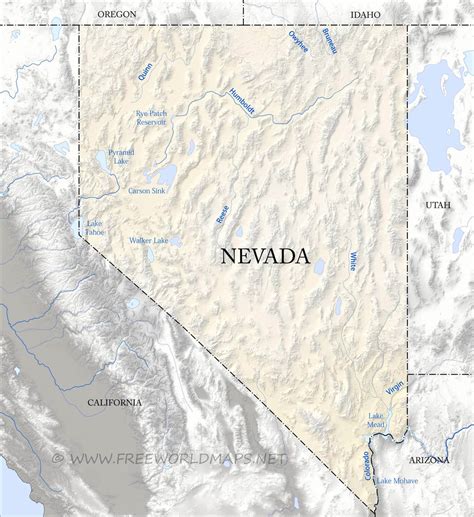 Physical Map Of Nevada