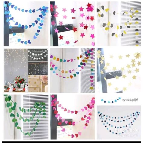 Jual Hiasan Kertas Gantung Paper Garland Star Bintang 2D Shopee