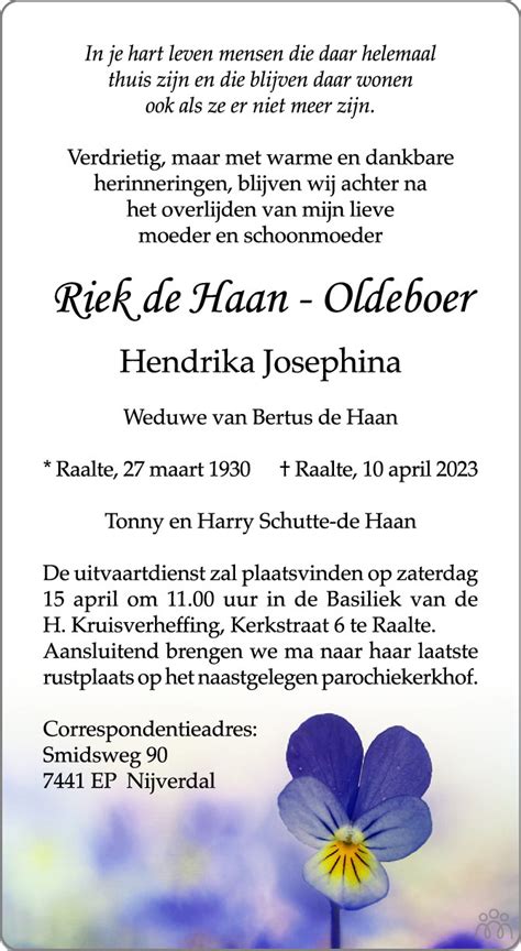 Riek Hendrika Josephina De Haan Oldeboer