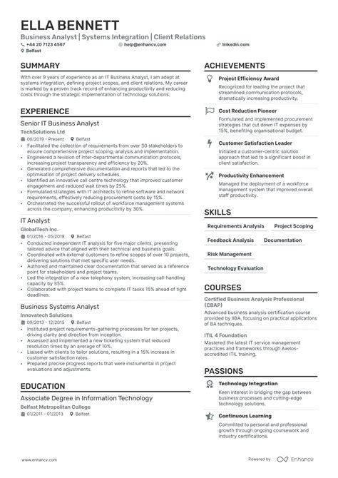 It Business Analyst Cv Examples Guide For