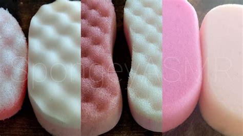 Pink Bath Massage Sponges Slicing Sponge Sounds And Ripping Dry