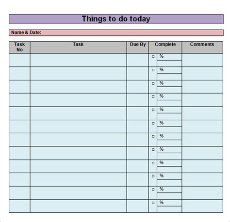 Excel Daily To Do List Excel Templates