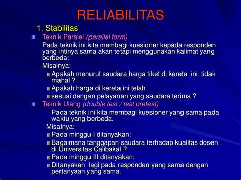 Ppt Metodologi Penelitian Sesi Validitas Dan Reliabilitas Instrumen