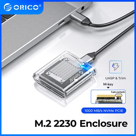 ORICO Mini 2230 M.2 SSD Case NVMe Enclosure 10Gbps M.2 to USB Type C Transparent External ...