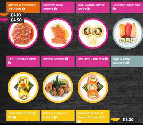 Menu at YO! Sushi restaurant, Birmingham, Selfridges