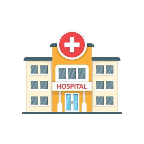 Hospital Building Icon In Flat Style Medical Clinic Vector