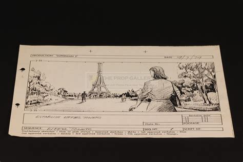 The Prop Gallery Production Used Storyboard Eiffel Tower