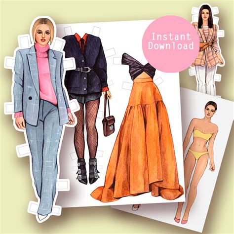 Digital Paper Doll - printable paper doll set for download - Inspire Uplift