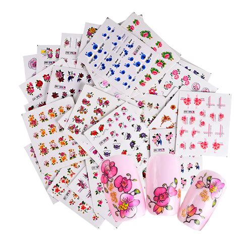 55 sheets Flower Set Nail Stickers on Nails Blooming Flower Stickers ...