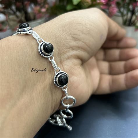 Black Onyx Gemstone Bracelet 925 Sterling Silver Handmade Stylish Women Bracelet Ebay