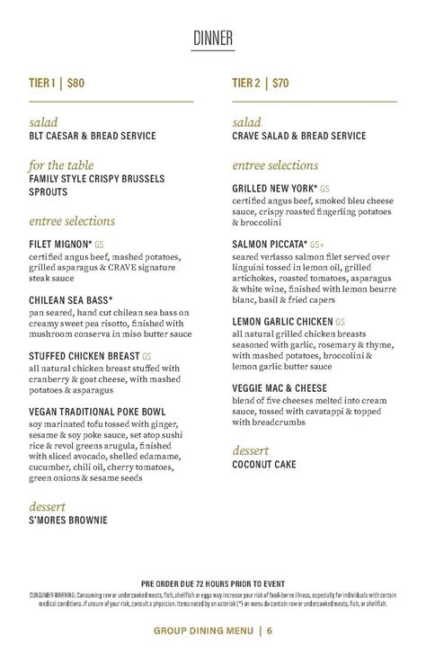 Crave American Kitchen And Sushi Bar Food Menu