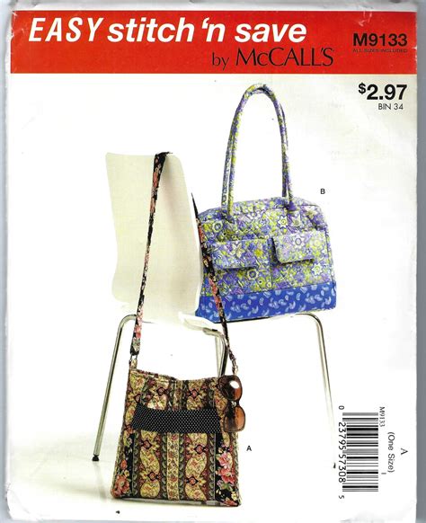 Uncut Mccall S Sewing Pattern 9133 Vintage Quilted Handbag FF Etsy