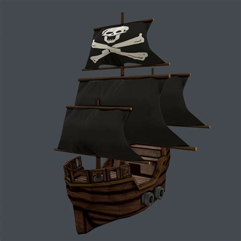 Low Poly Cartoon Pirate Ship 3D Model 39 3ds C4d Fbx Max Obj