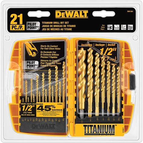 Dewalt Titanium Nitride Coated Pilot Point Drill Bit Set Piece