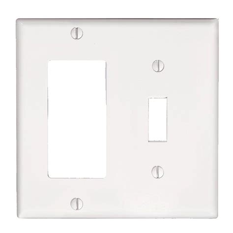 Leviton Decora 2 Gang 1 Toggle Combination Wall Plate White R52 80405 00w The Home Depot