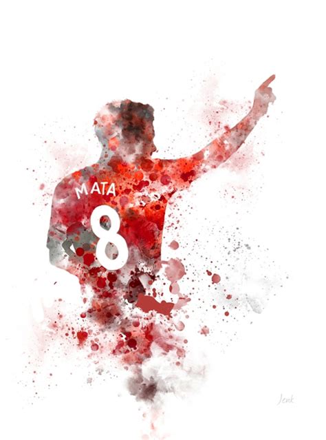 Juan Mata ART PRINT Manchester United, Football, Sport, Gift, Wall Art ...