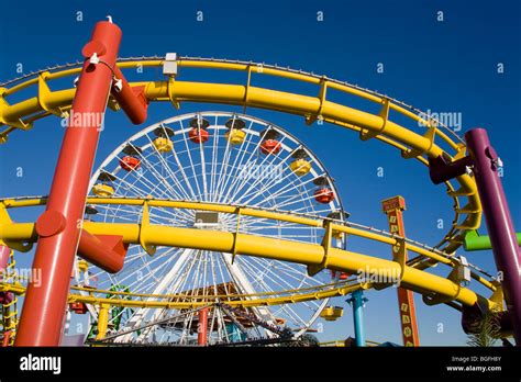 Ferris Wheel And Roller Coaster Pacific Park On Santa Monica Pier Santa