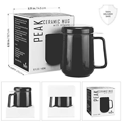 Tealyra Peak Ceramic Black Tea Cup Infuser 19 Ounce Large Tea