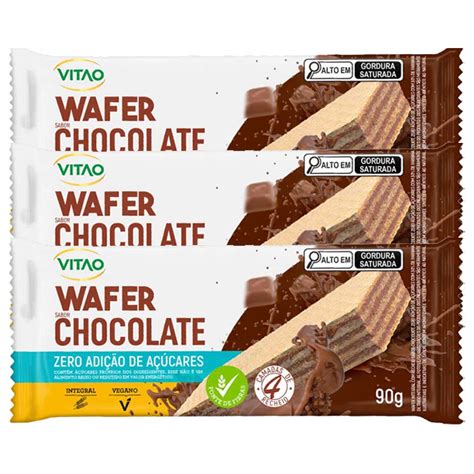 Biscoito Wafer Zero A Car Vegano Integral Vitao Chocolate Contendo