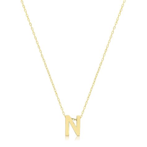 9ct Gold N Initial Pendant Necklace 17 Inch For Women Newburys