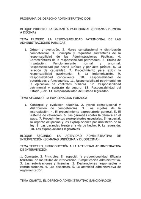 Programa DE Derecho Administrativo DOS 20212 PROGRAMA DE DERECHO