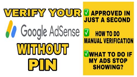 How To Verify Adsense Account Without Pin Manual Verification