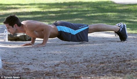 DWTS Contestant Brant Daugherty Shows Off His Abs As He Exercises