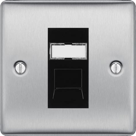 Nexus Metal Brushed Steel Cat6 Data Outlet Socket Nbsrj4516b The