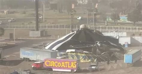 Video el viento zonda voló la carpa de un circo y quedó destruido