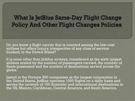 Ppt What Is Jetblue Same Day Flight Change Policy And Other Flight