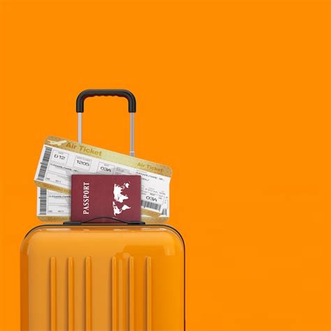 Premium Photo Travel Concept Orange Travel Suitcase With Golden