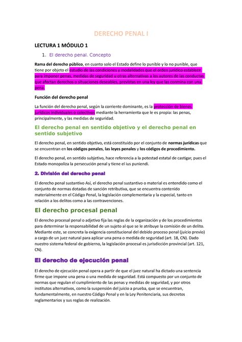 Derecho Penal Resumen Derecho Penal I Lectura M Dulo El Derecho