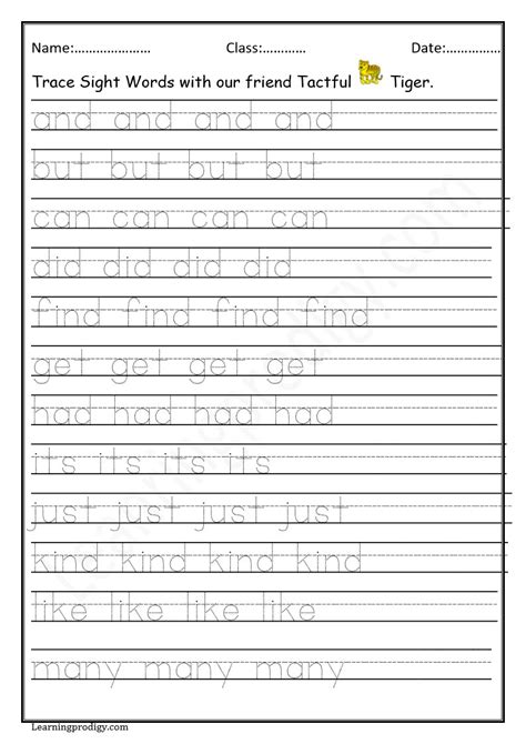 Free Printable Sight Words Tracing Worksheet for School Kids ...