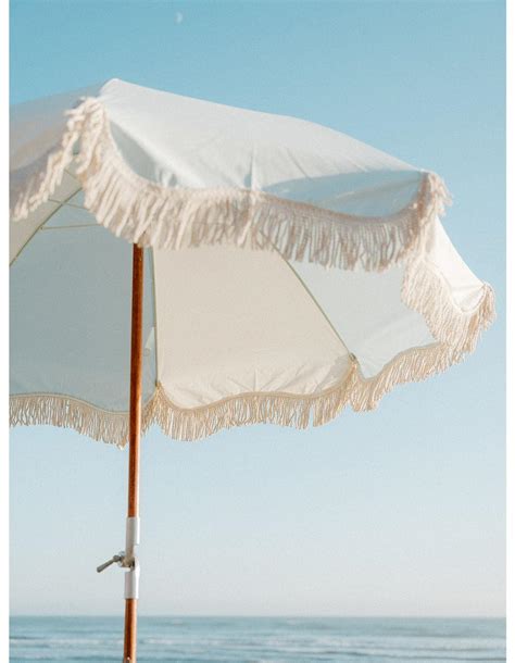 Beach And Picnic Business And Pleasure Co Premium Beach Umbrella 70s Panel Santorini Blue Cream