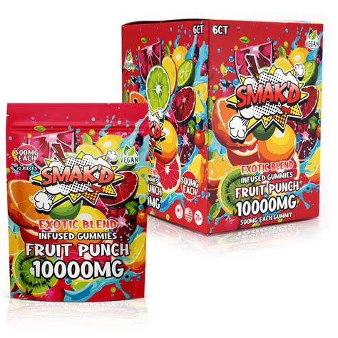 Smakd Exotic Blend Infused Gummies 10000mg 6ct Punch Bar Store