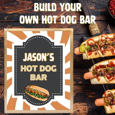 Build Your Own Hot Dog Bar Food Bar Buffet Sign Buffet Cards