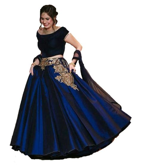 Ghagra Choli Designs Blue Cotton Silk Circular Semi Stitched Lehenga Buy Ghagra Choli Designs