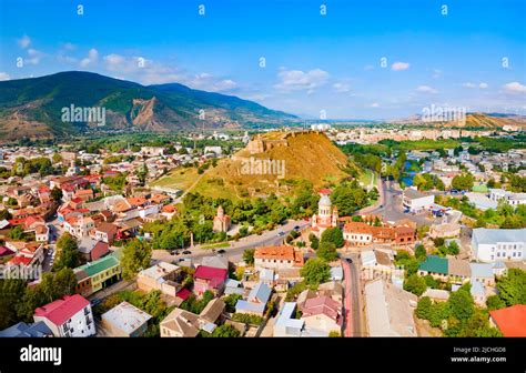 Gori town aerial panoramic view, Georgia. Gori is a city in eastern ...