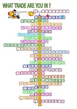 What Trade Are You In Jobs Crosswords With Key By Miss Jessyca