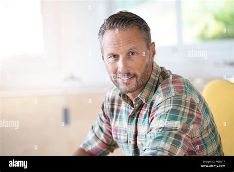 Mature Man Relaxing At Home Stock Photo Alamy