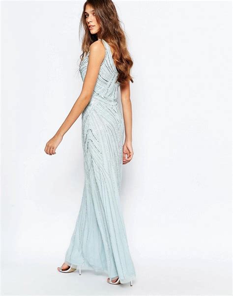 Frock And Frill Allover Embellished Plunge Front Maxi Dress At