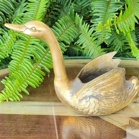 Brass Swan Planter Etsy