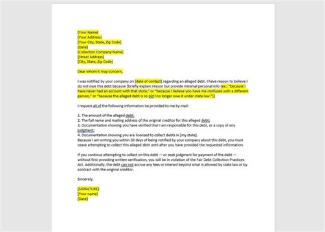 Debt Collection Dispute Letter Template Debt Collection Dispute Letter Debt Collection