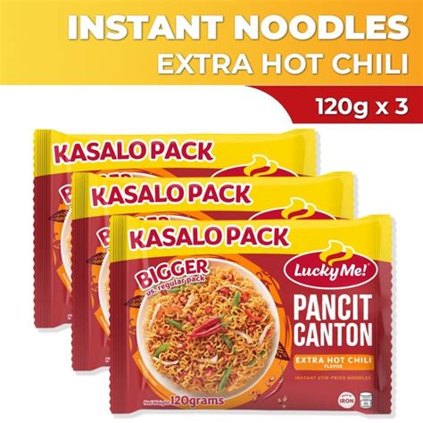 Lucky Me Pancit Canton Instant Noodles Extra Hot Chili Kasalo Pack G X Lazada PH