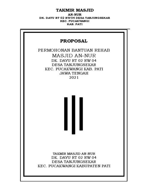 Proposal Hibah Tempat Ibadah Masjid An Nur Ds Tanjungsekar Pdf