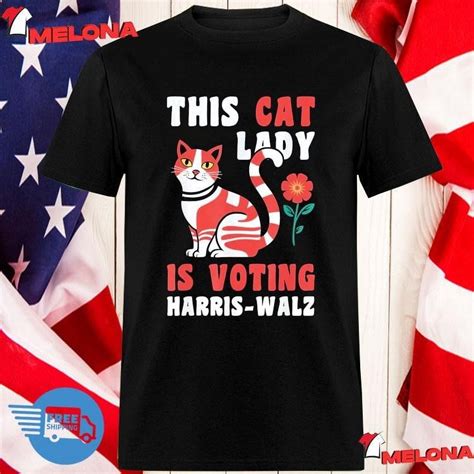 This Cat Lady Is Voting Harris Walz 2024 Kamala Harris Waltz Red Cat T