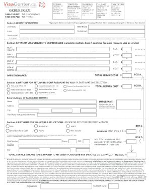 Fillable Online Visacenter South Africa Visa Application Form