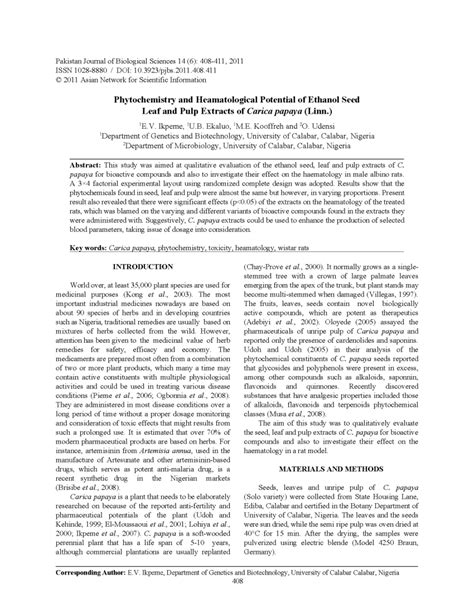 Pdf Phytochemistry And Heamatological Potential Of Ethanol Seed Leaf