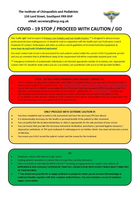 V3 STOP CAUTION GO The Institute Of Podiatrists The Institute Of