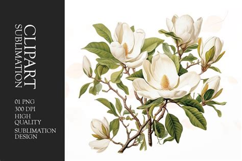 Watercolor Magnolia Flower Clipart